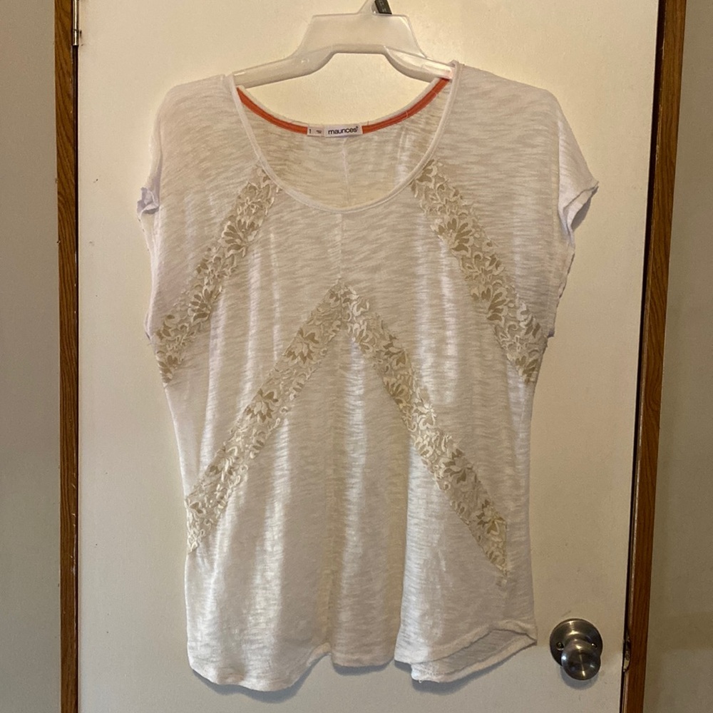 White top with lace design